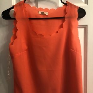 Scalloped silky tank